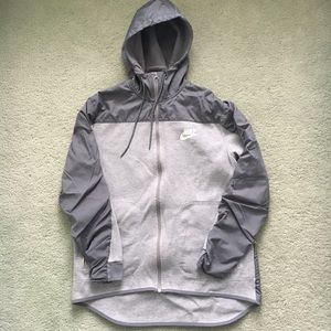 Nike Light Grey/Grey Hooded Full Zip Windbreaker